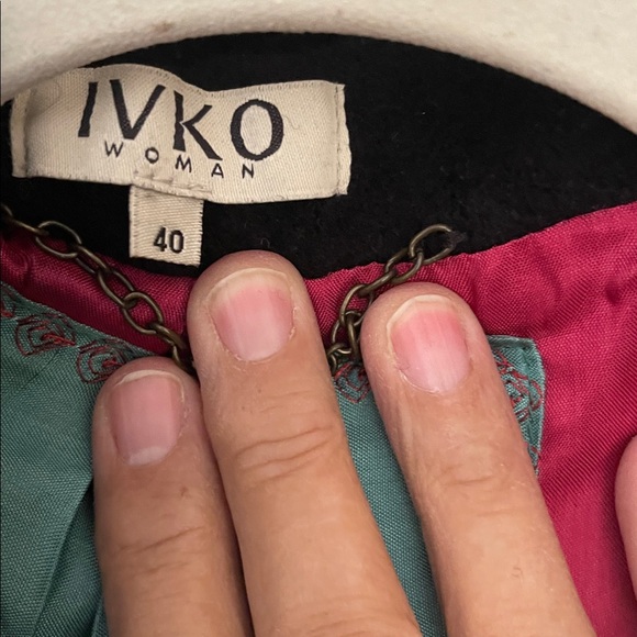 IVKO Black Wool Embroidered Hooded Coat.  Size 40. - Picture 13 of 15